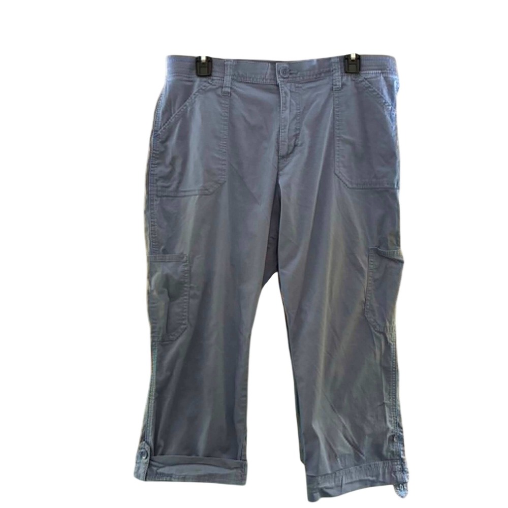 Lee Capri Pants Womens 14M Blue Relaxed Fit Mid Rise Cargo Utility Y2K Casual